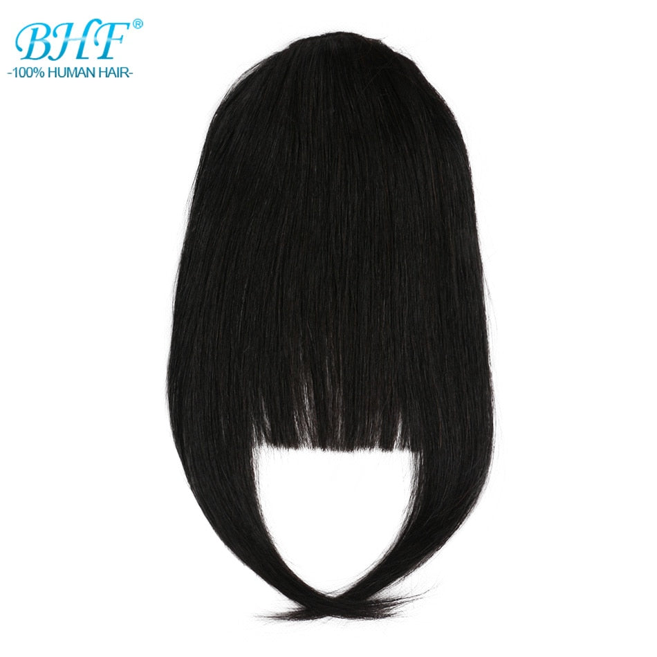 BHF Human Hair Bangs 8inch 20g Front 3 clips in Straight Remy Natural Human Hair Fringe All Colors