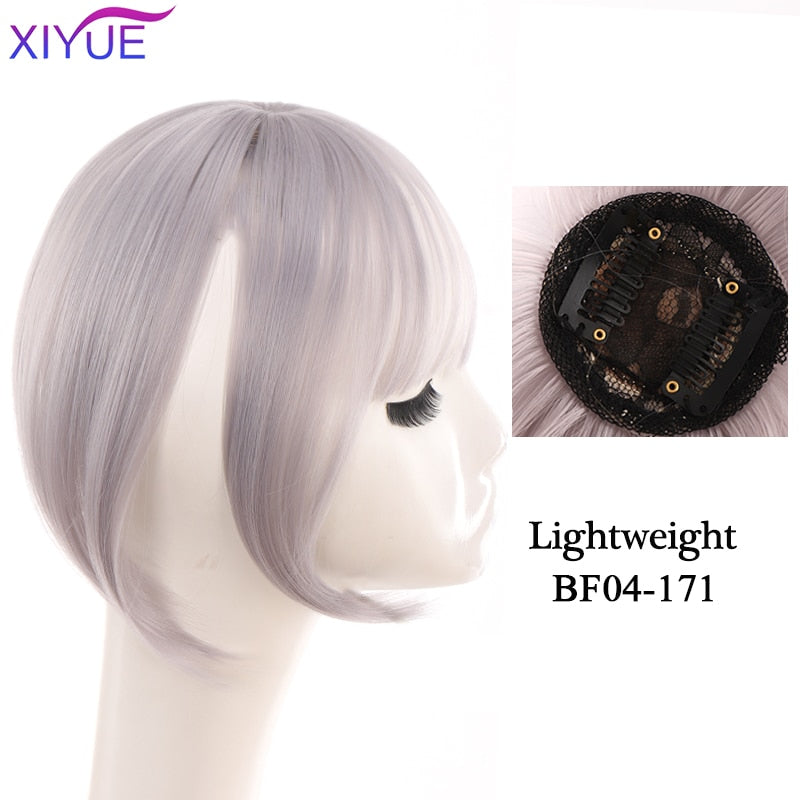 Black/Light Brown Clip In Hair Bangs Hairpiece Accessories Synthetic Fake Bangs Clip In Hair Extensions Clip In Hair Pieces