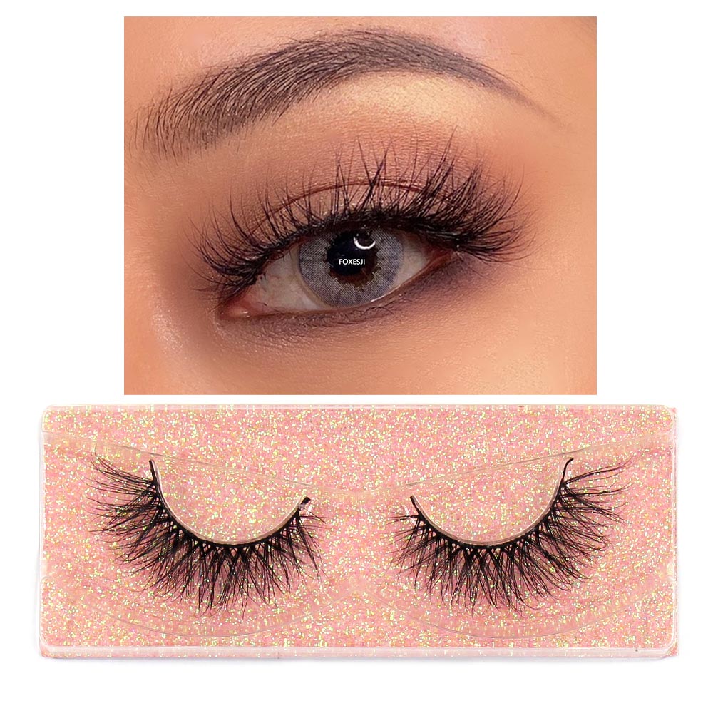 FOXESJI Makeup Eyelashes 3D Mink Lashes Fluffy Soft Wispy Natural Cross Eyelash Extension Reusable Lashes Mink False Eyelashes