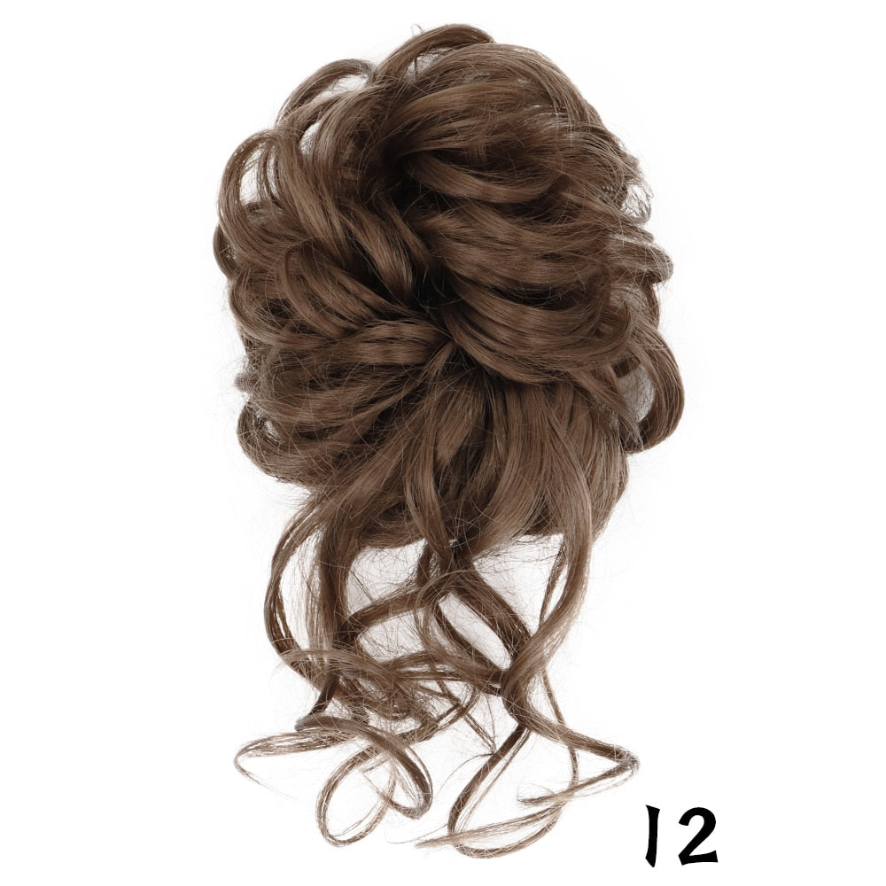 XINRAN Synthetic Curly Donut Chignon With Elastic Band Scrunchies Messy Hair Bun Updo Hairpieces Extensions for Women