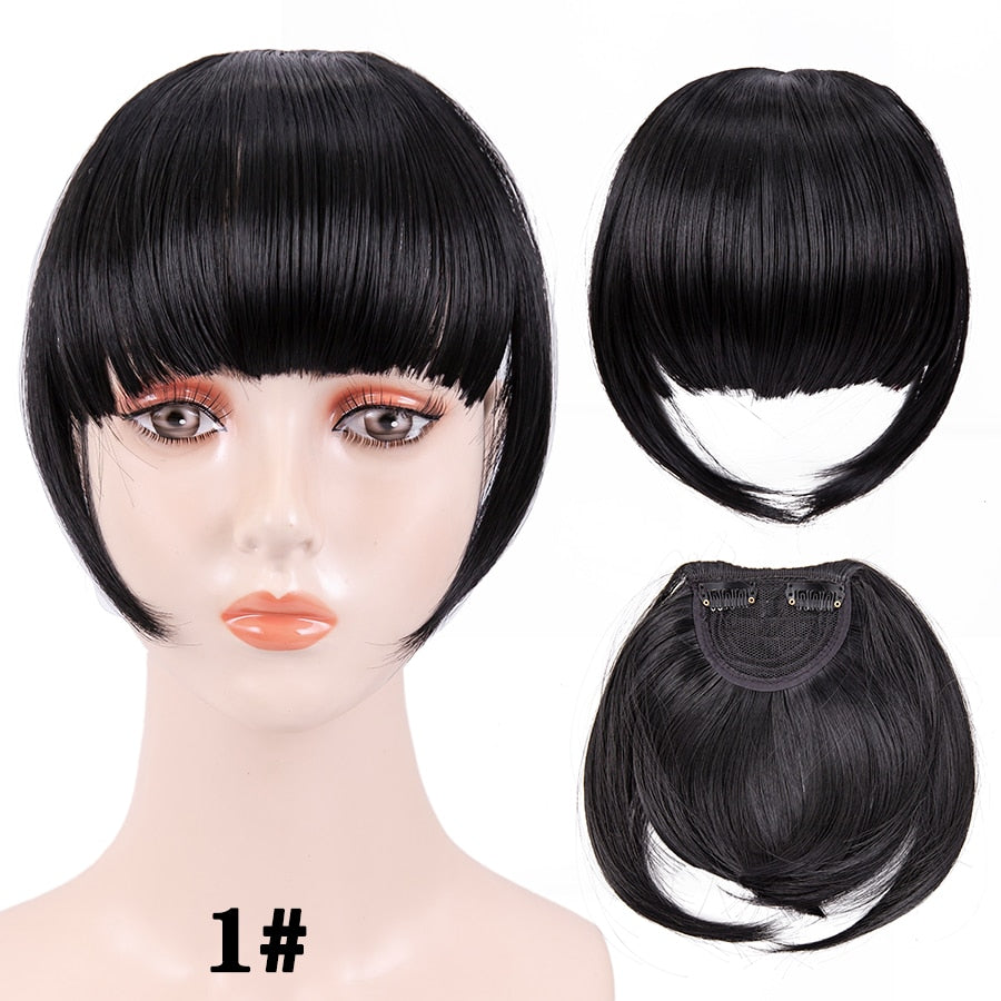 Leeons Short Synthetic Bangs Heat Resistant Hairpieces Hair Women Natural Short Fake Hair Bangs Hair Clips For Extensions Black