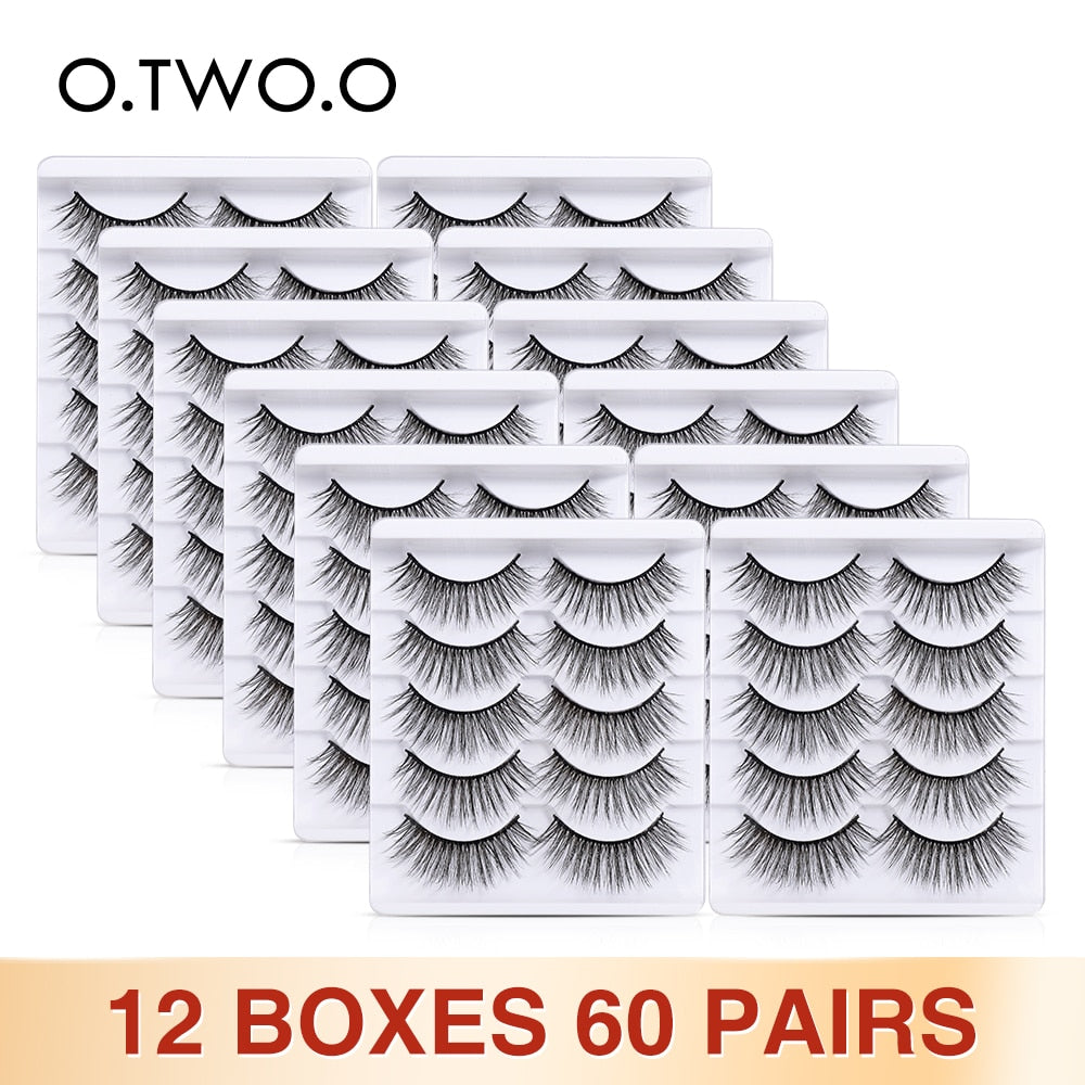 O.TWO.O False Eyelashes Wholesale 12 Lots Thick Volume Long Fake Lashes Eye Makeup Tools Fluffy Mink Eyelashes