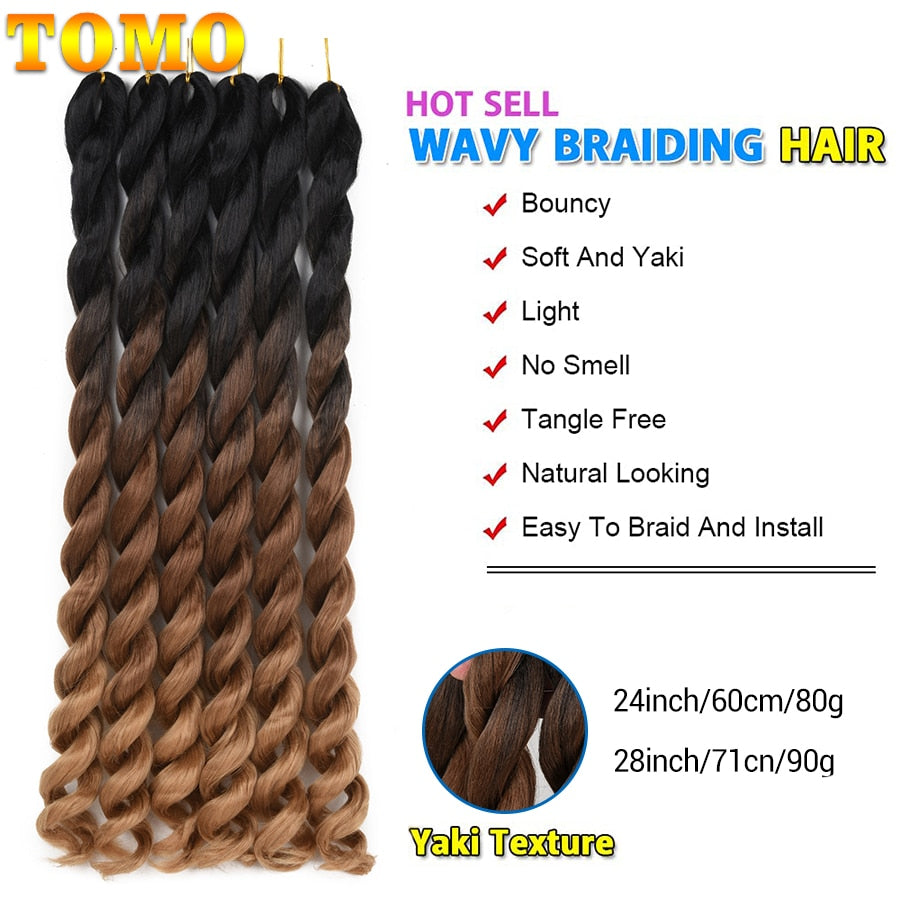 TOMO Pre Stretched Braiding Hair Synthetic Long Professional Hair for Braiding Twist Itch Free Hot Water Setting Yaki Wave Hair