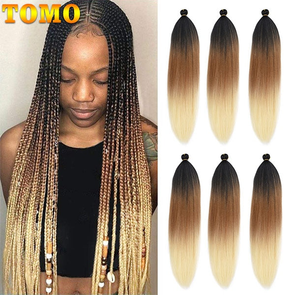 TOMO Pre Stretched Braiding Hair Synthetic Long Professional Hair for Braiding Twist Itch Free Hot Water Setting Yaki Wave Hair