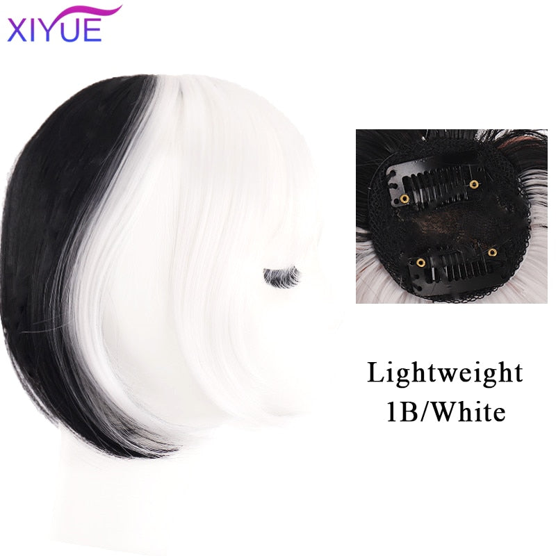 Black/Light Brown Clip In Hair Bangs Hairpiece Accessories Synthetic Fake Bangs Clip In Hair Extensions Clip In Hair Pieces