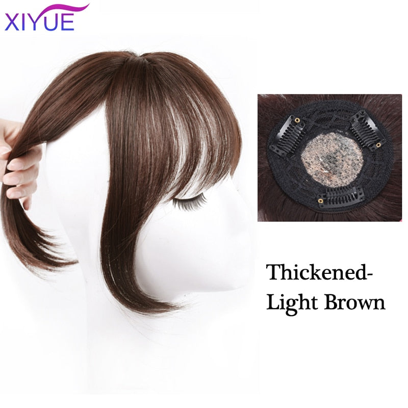 Black/Light Brown Clip In Hair Bangs Hairpiece Accessories Synthetic Fake Bangs Clip In Hair Extensions Clip In Hair Pieces