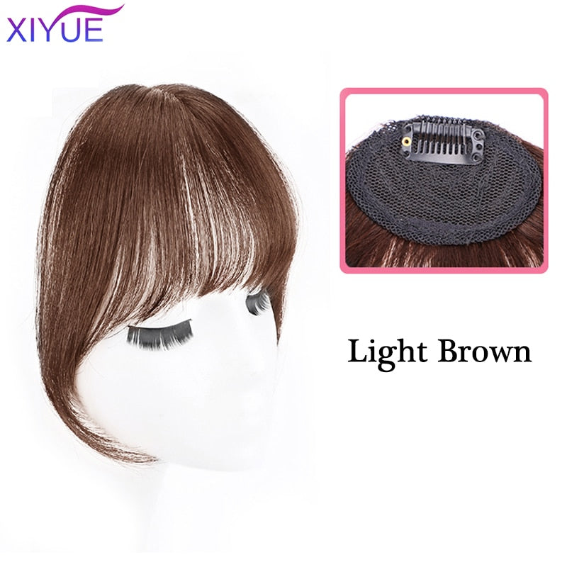 Black/Light Brown Clip In Hair Bangs Hairpiece Accessories Synthetic Fake Bangs Clip In Hair Extensions Clip In Hair Pieces