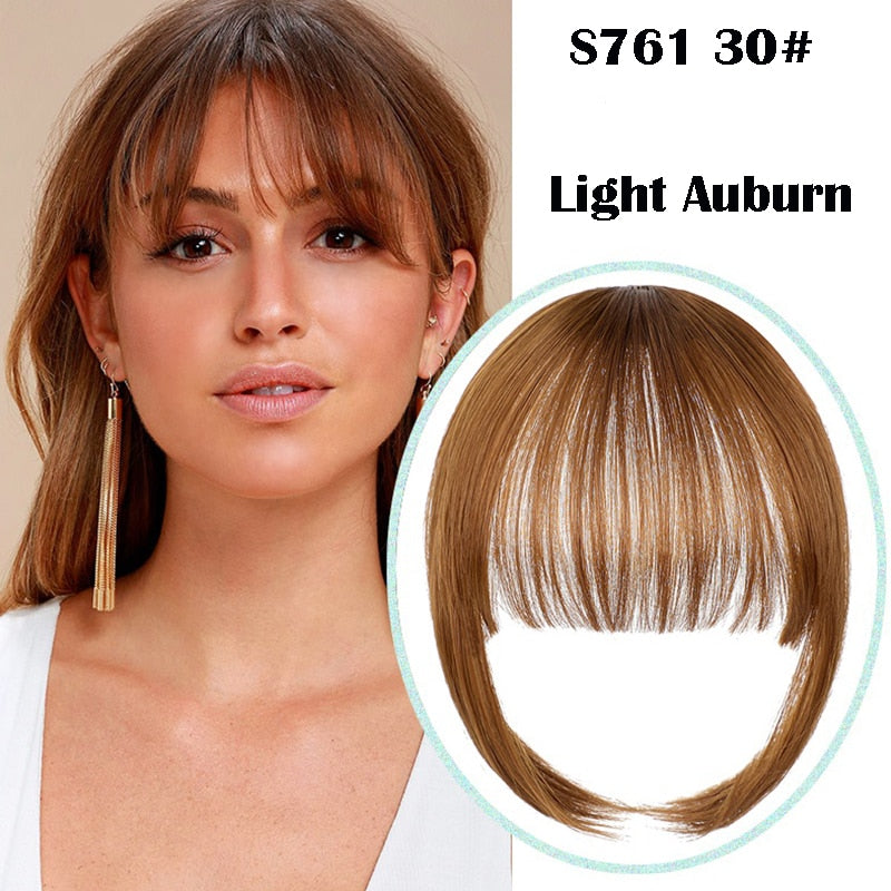 SHANGZI False Bangs Synthetic hair Bangs Hair Extension Fake Fringe Natural hair clip on bangs Light Brown HighTemperature wigs