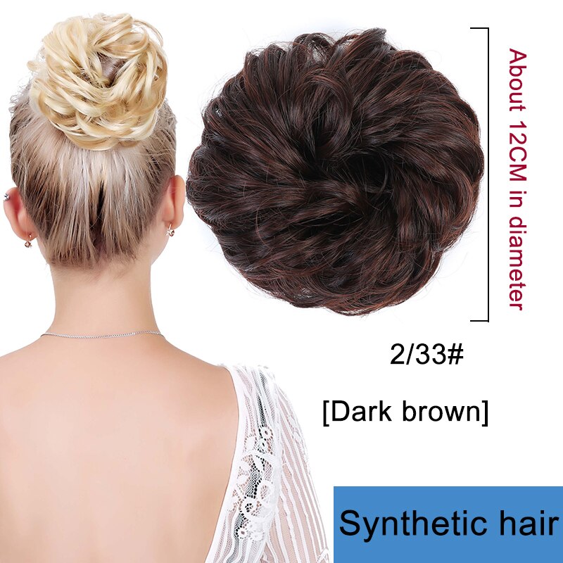 Bybrbana Brazil 100% Human Hair Non-remy Hair Soft Hair Bun Curly  Elastic Wavy Braid Headband Ponytail Women