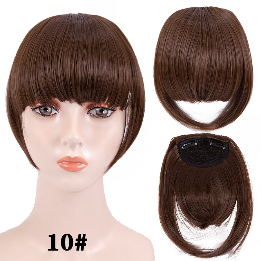 Leeons Short Synthetic Bangs Heat Resistant Hairpieces Hair Women Natural Short Fake Hair Bangs Hair Clips For Extensions Black