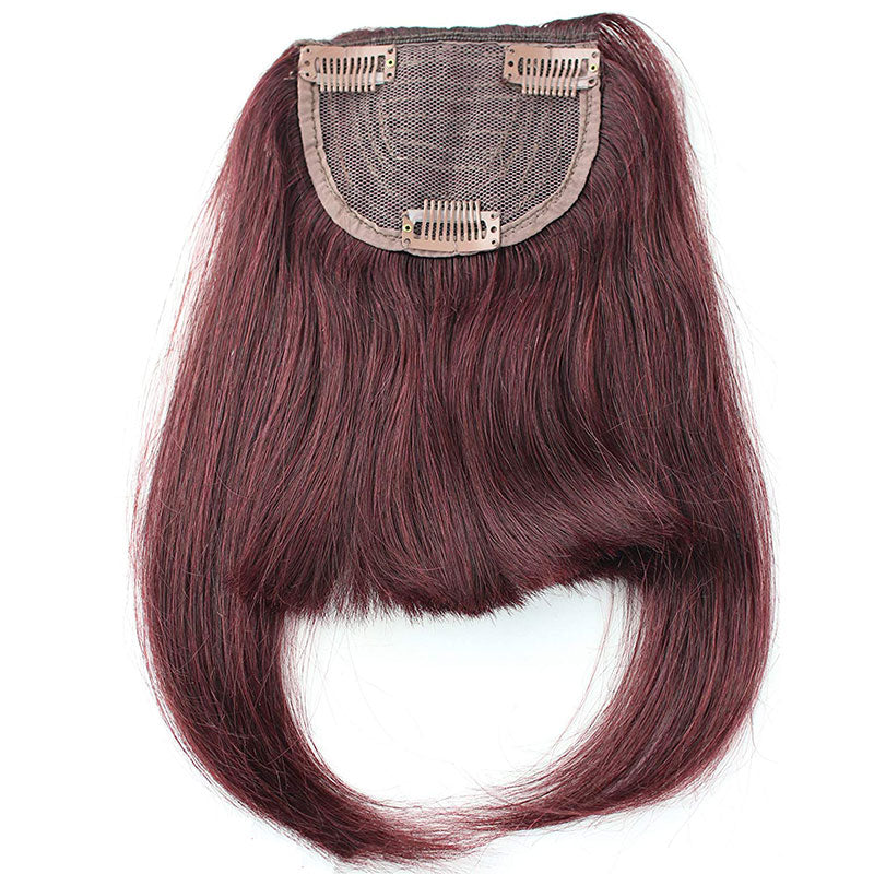 27P613 Blonde Mixed Brown Color Brazilian Human Hair Clip-in Hair Bangs Full Fringe Short Straight Hair Extension for women 6-8&quot;