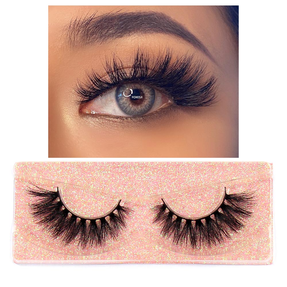 FOXESJI Makeup Eyelashes 3D Mink Lashes Fluffy Soft Wispy Natural Cross Eyelash Extension Reusable Lashes Mink False Eyelashes