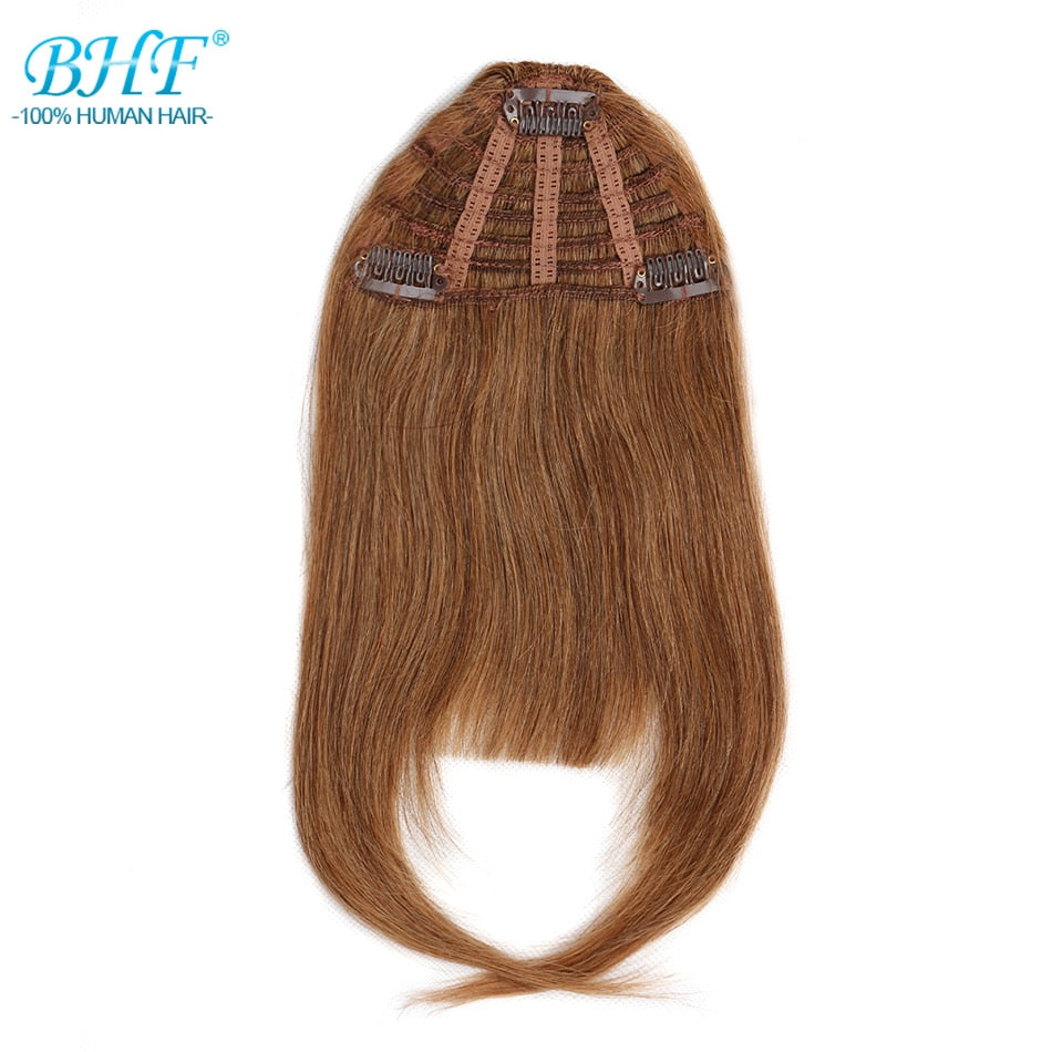 BHF Human Hair Bangs 8inch 20g Front 3 clips in Straight Remy Natural Human Hair Fringe All Colors