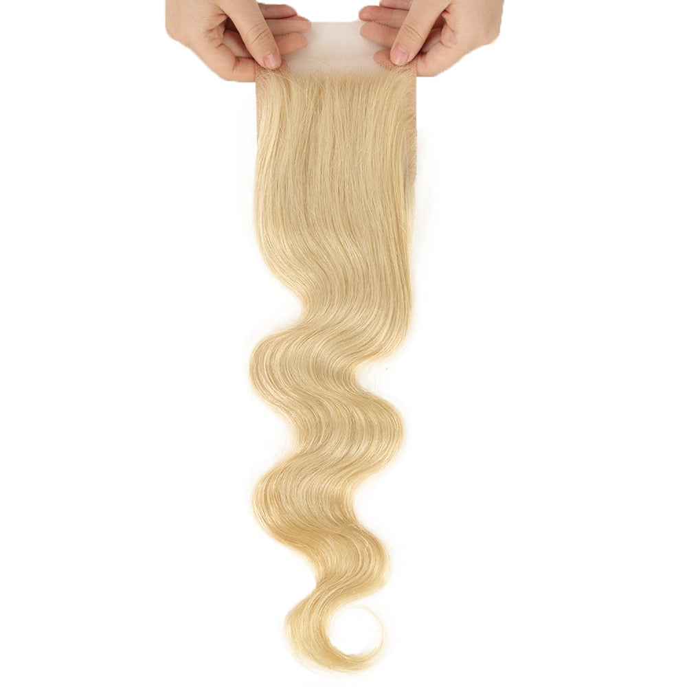 Remy Forte Blonde Body Wave Bundles With Closure Orange Brazilian Hair Weave Bundles 3 bundles Human Hair with Closure Fast USA