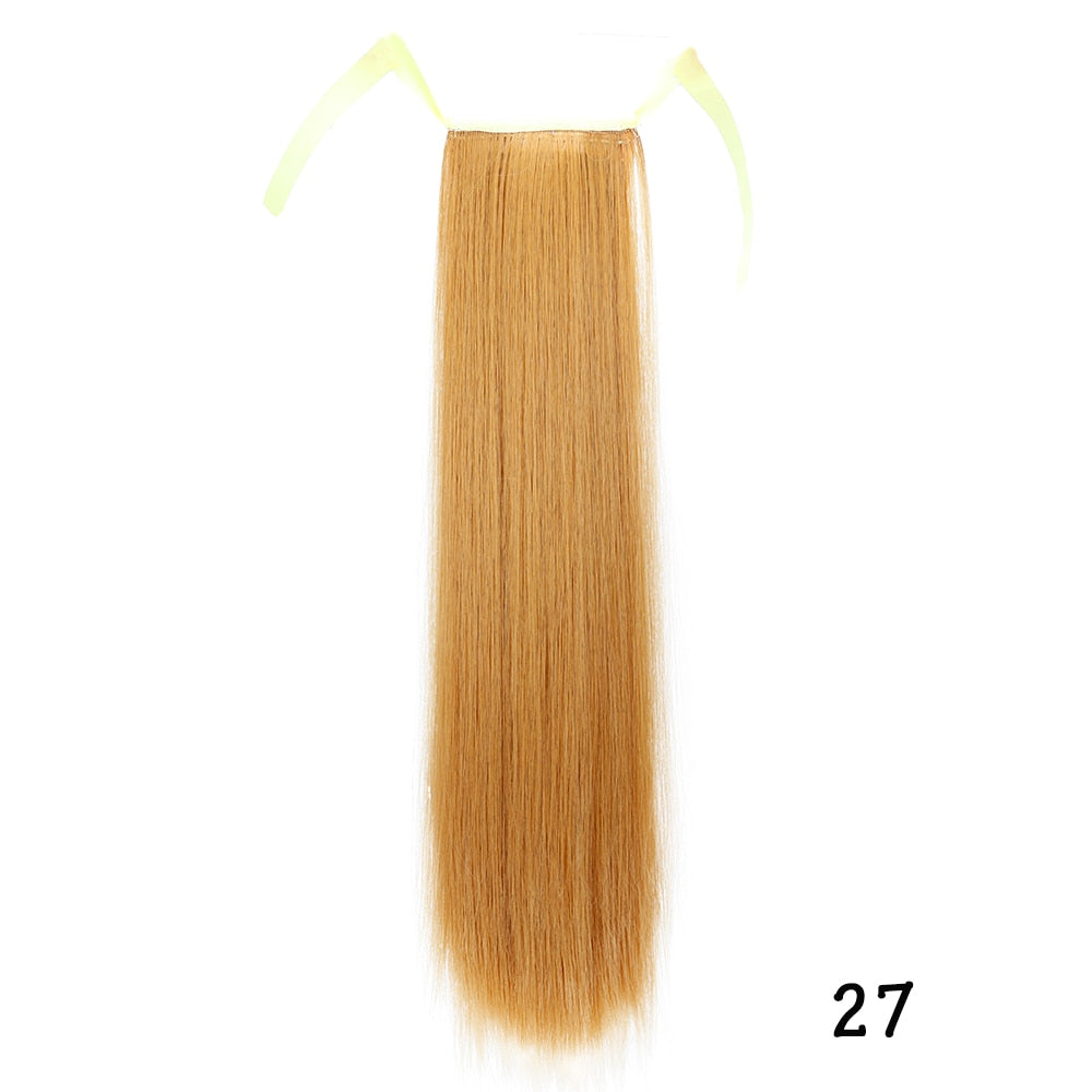 AZIR Long Straight Ponytail Hair Synthetic Extensions Heat Resistant Hair 22Inch Wrap Around Pony Hairpiece for Women