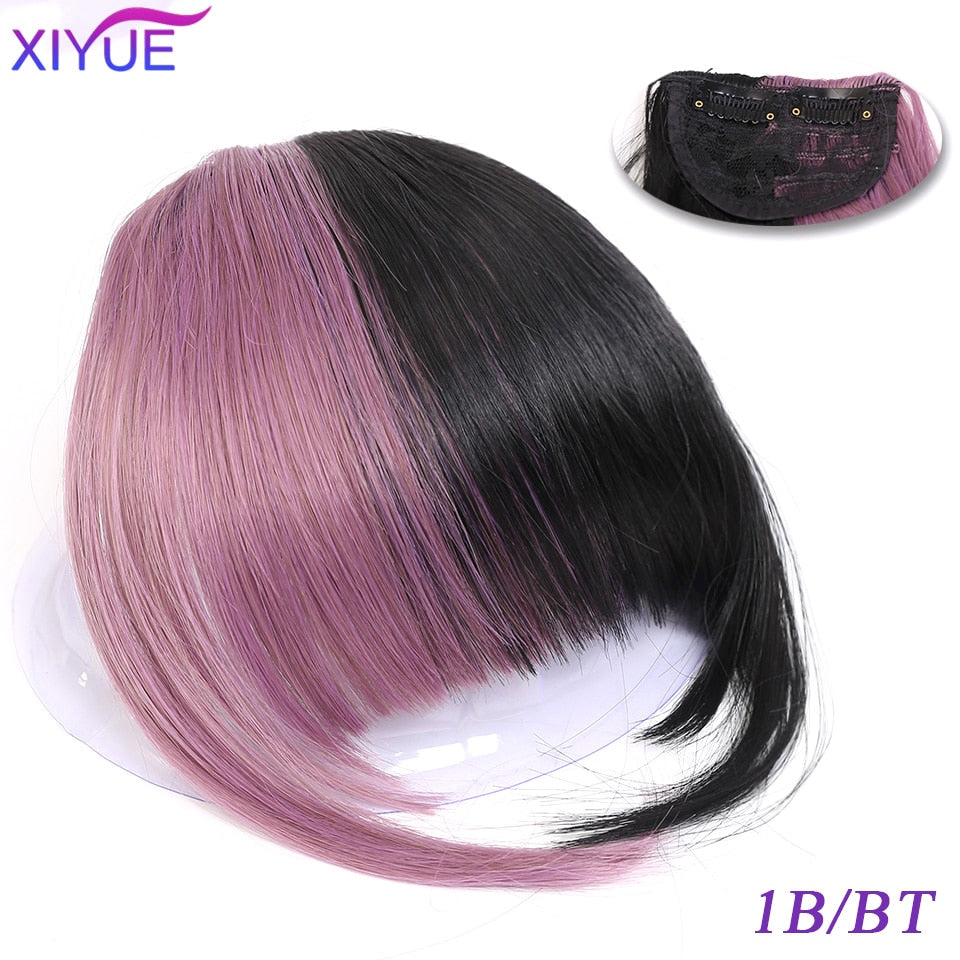 Black/Light Brown Clip In Hair Bangs Hairpiece Accessories Synthetic Fake Bangs Clip In Hair Extensions Clip In Hair Pieces