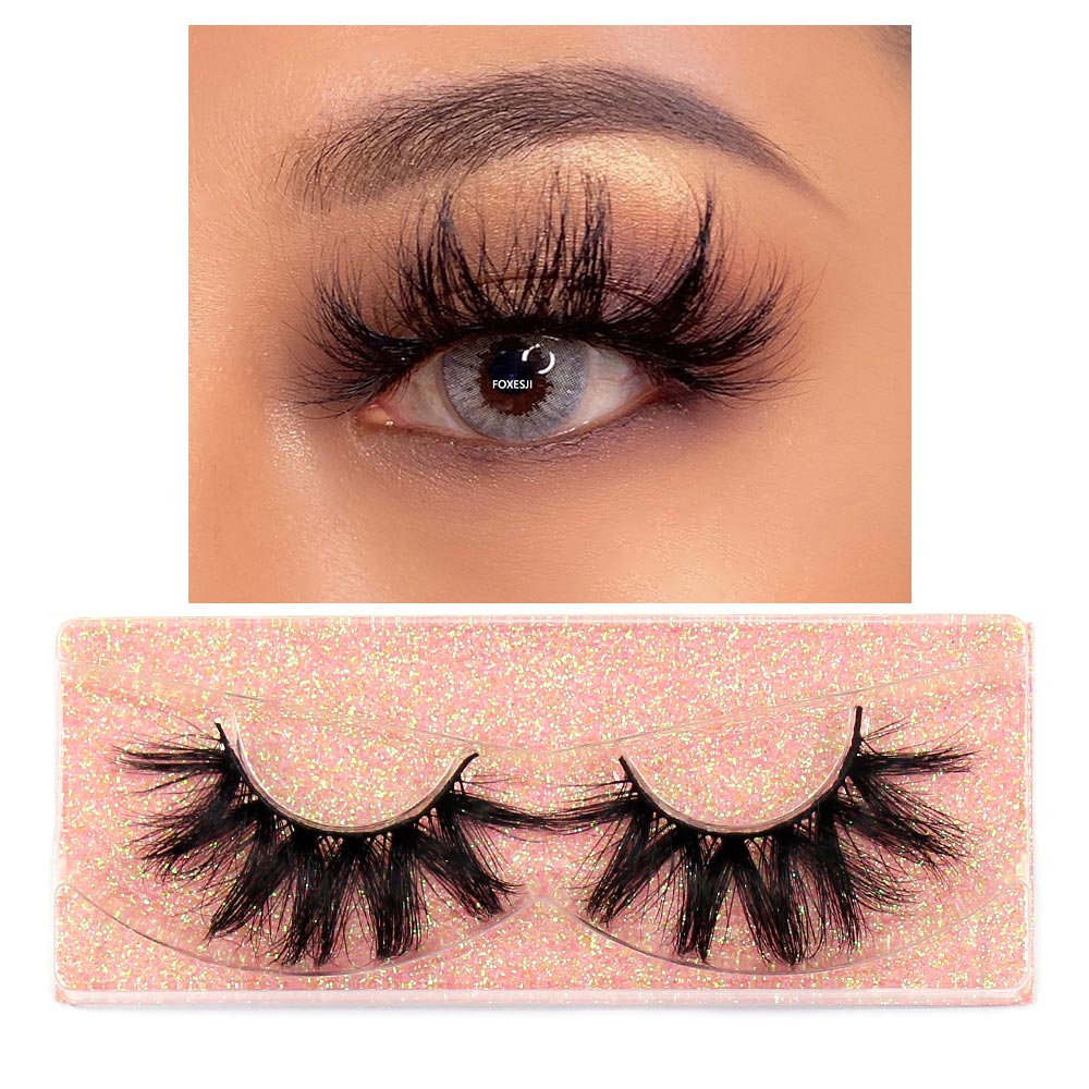 FOXESJI Makeup Eyelashes 3D Mink Lashes Fluffy Soft Wispy Natural Cross Eyelash Extension Reusable Lashes Mink False Eyelashes