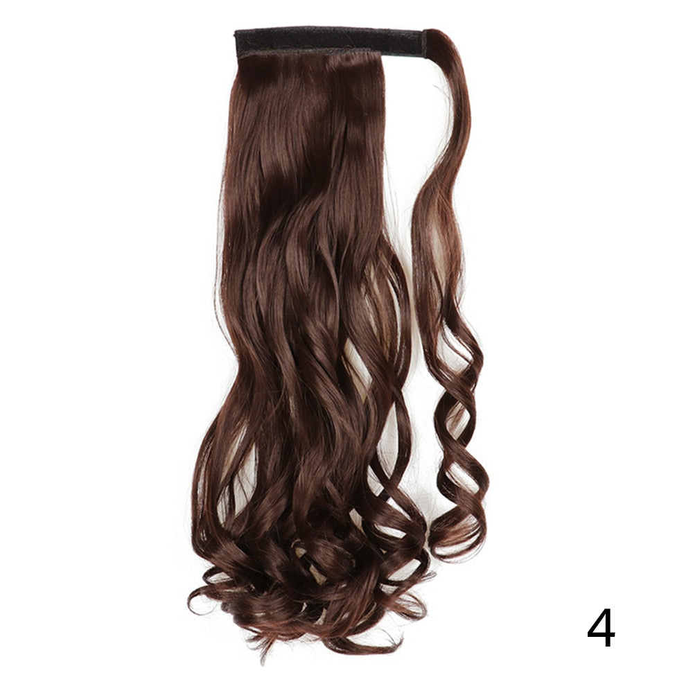 AZIR Long Straight Ponytail Hair Synthetic Extensions Heat Resistant Hair 22Inch Wrap Around Pony Hairpiece for Women