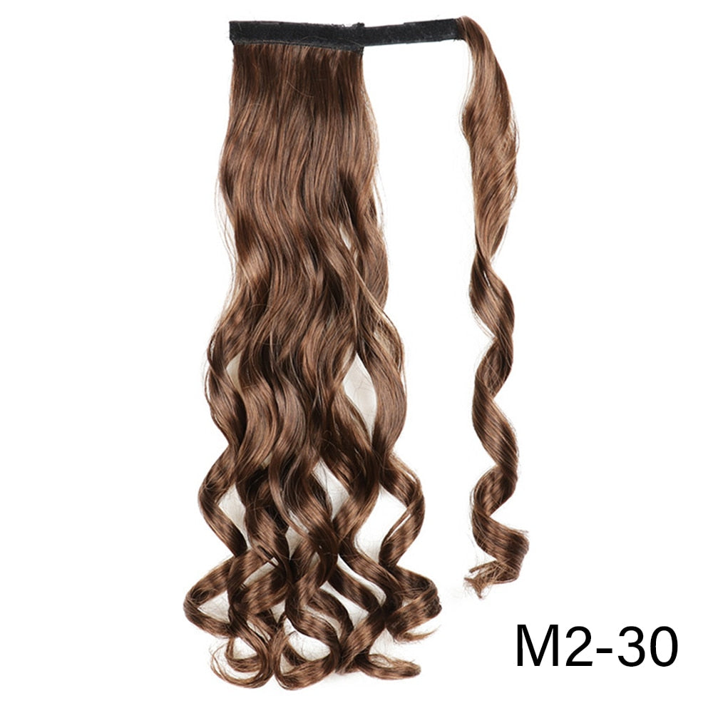 AZIR Long Straight Ponytail Hair Synthetic Extensions Heat Resistant Hair 22Inch Wrap Around Pony Hairpiece for Women