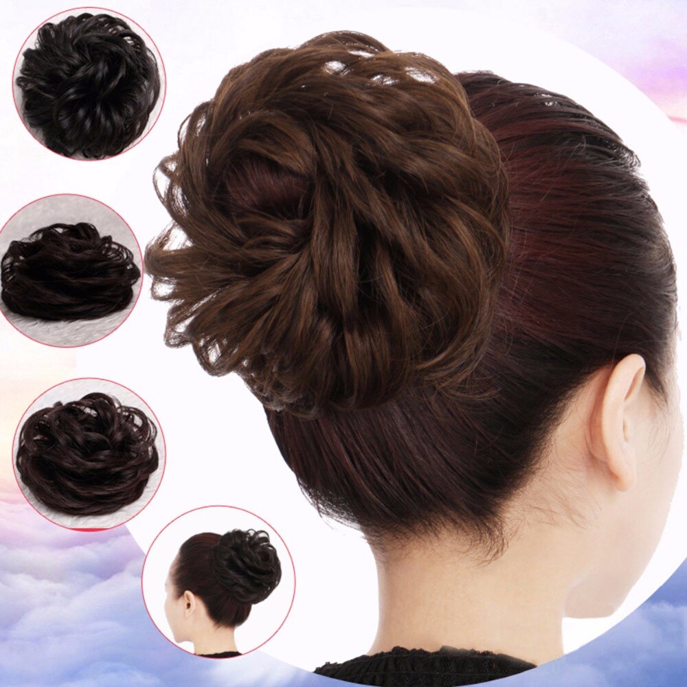 Bybrbana Brazil 100% Human Hair Non-remy Hair Soft Hair Bun Curly  Elastic Wavy Braid Headband Ponytail Women