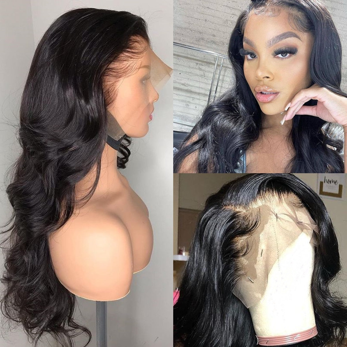 Medium Length Body Wave Swiss Lace Front Human Hair Wigs PrePlucked Brazilian Body Wave Lace Frontal Wig With Baby Hair