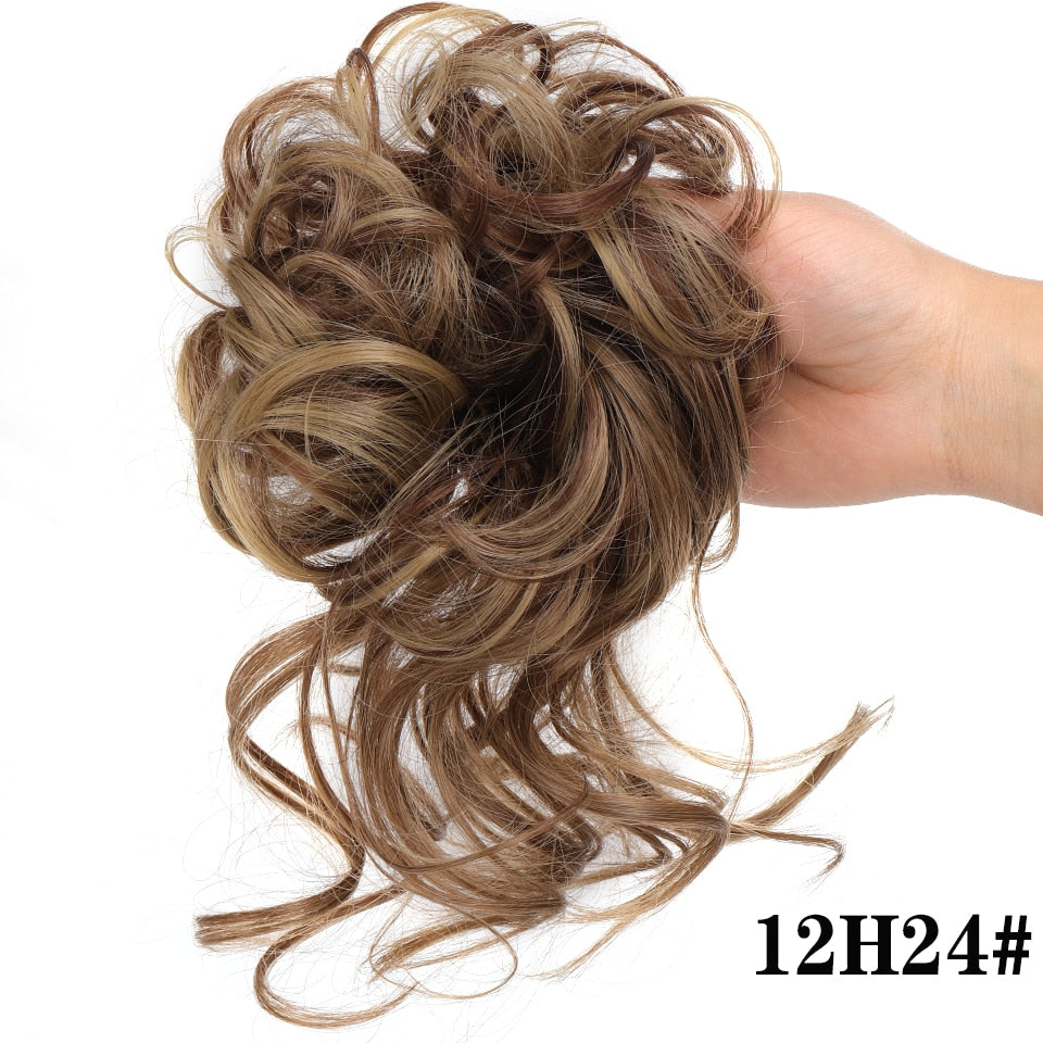 LUPU Synthetic Hair Bun Chignon Messy Curly Hair Band Elastic Scrunchy False Hair Pieces For Women Hairpins Black Brown