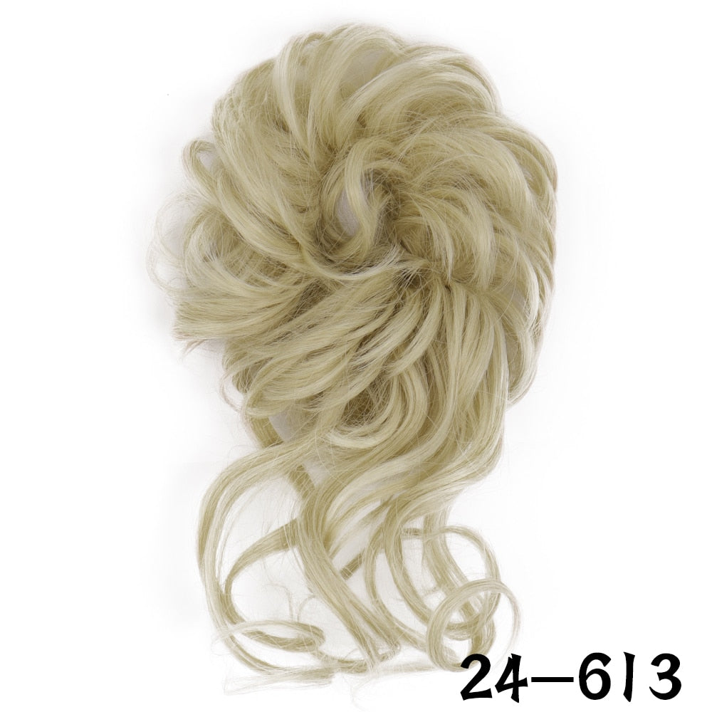 XINRAN Synthetic Curly Donut Chignon With Elastic Band Scrunchies Messy Hair Bun Updo Hairpieces Extensions for Women