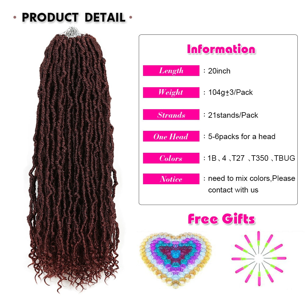 Alibaby Hair Goddess Nu Locs Crochet Hair Natural Curly Dreadlocks Hair Ombre Faux Locs Crochet Braids 20&quot; 21Strands/Pack