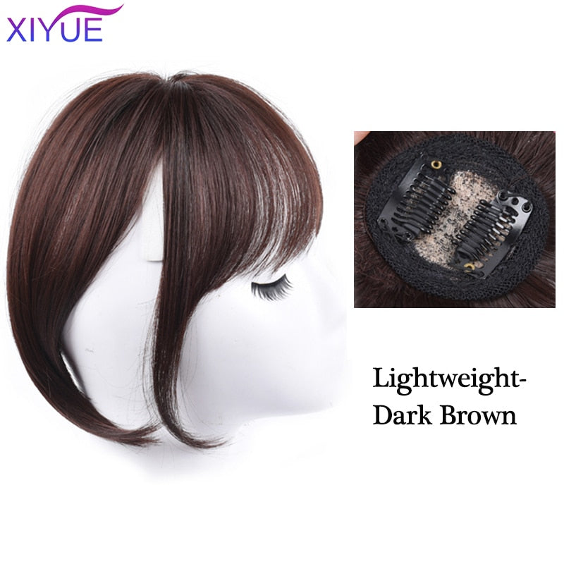 Black/Light Brown Clip In Hair Bangs Hairpiece Accessories Synthetic Fake Bangs Clip In Hair Extensions Clip In Hair Pieces