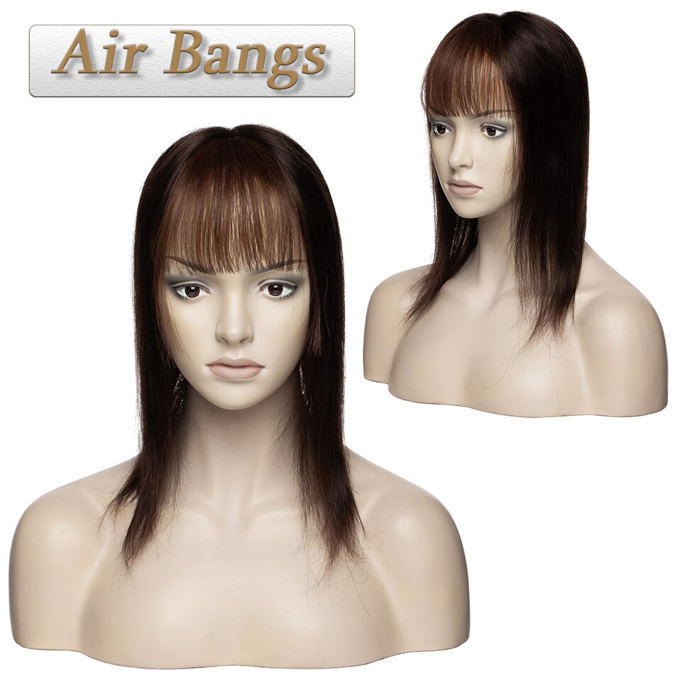 S-noilite 3g Air Bangs Wig Human Natural Black Brown Thin Invisible Fake Hairpiece Clip In Fringe Human Hair Extension For Women