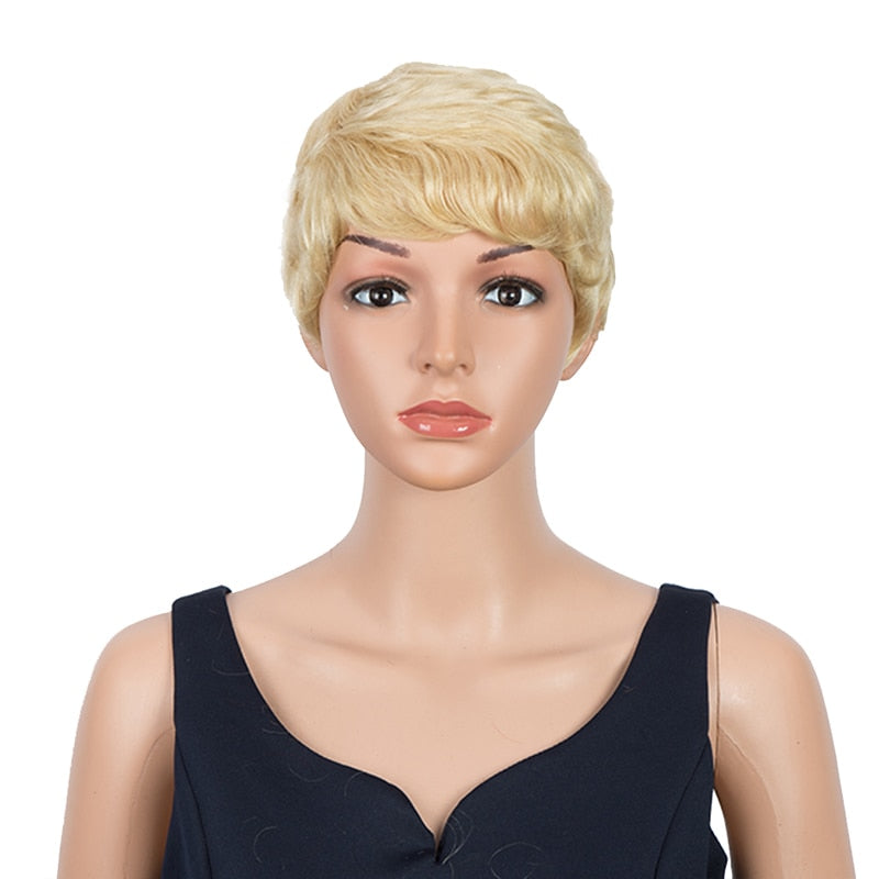 Debut Short Pixie Hairstyle Wigs For Black Women Brazilian 613 Blonde Cute Haircuts Human Hair Wigs Cheap Fashion Grey Wigs