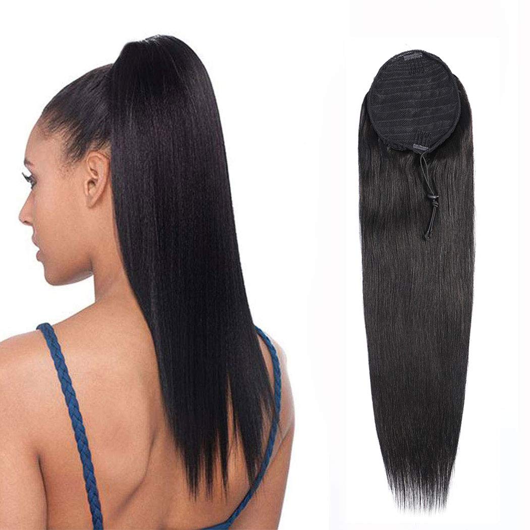 Ponytail Human Hair Extensions With Clip In Drawstring Ponytail Straight Brazilian Hair Ponytails For Women Remy 1  Piece