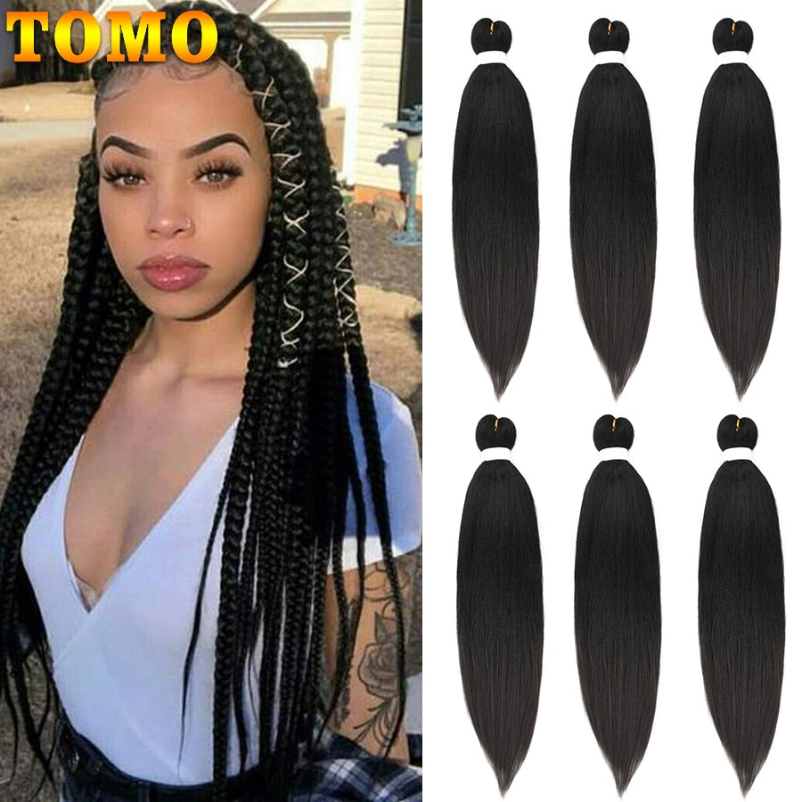 TOMO Pre Stretched Braiding Hair Synthetic Long Professional Hair for Braiding Twist Itch Free Hot Water Setting Yaki Wave Hair