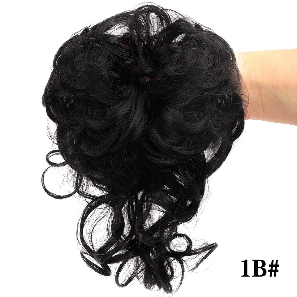 LUPU Synthetic Hair Bun Chignon Messy Curly Hair Band Elastic Scrunchy False Hair Pieces For Women Hairpins Black Brown