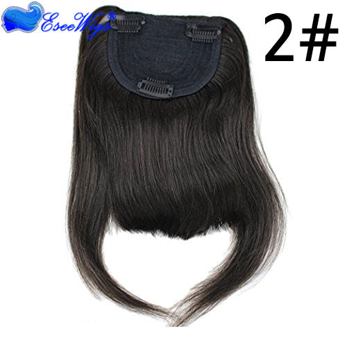 27P613 Blonde Mixed Brown Color Brazilian Human Hair Clip-in Hair Bangs Full Fringe Short Straight Hair Extension for women 6-8&quot;