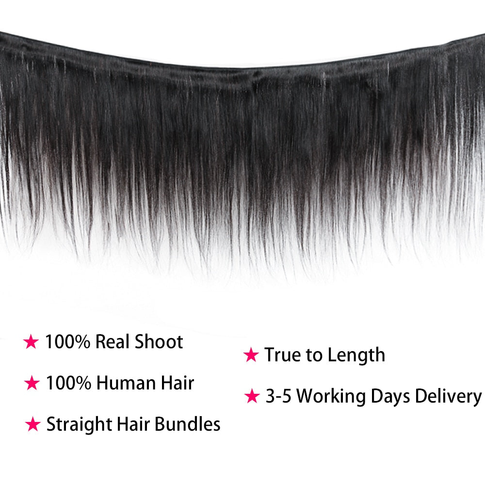 Amanda Hair Brazilian Hair Weave Bundles Straight 3/4 Bundles Deals Natural Color 100% Human Hair Extensions 8-28 Inch Remy Hair