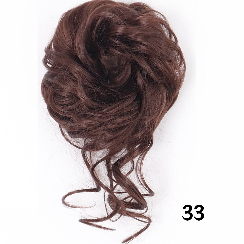 XINRAN Synthetic Curly Donut Chignon With Elastic Band Scrunchies Messy Hair Bun Updo Hairpieces Extensions for Women