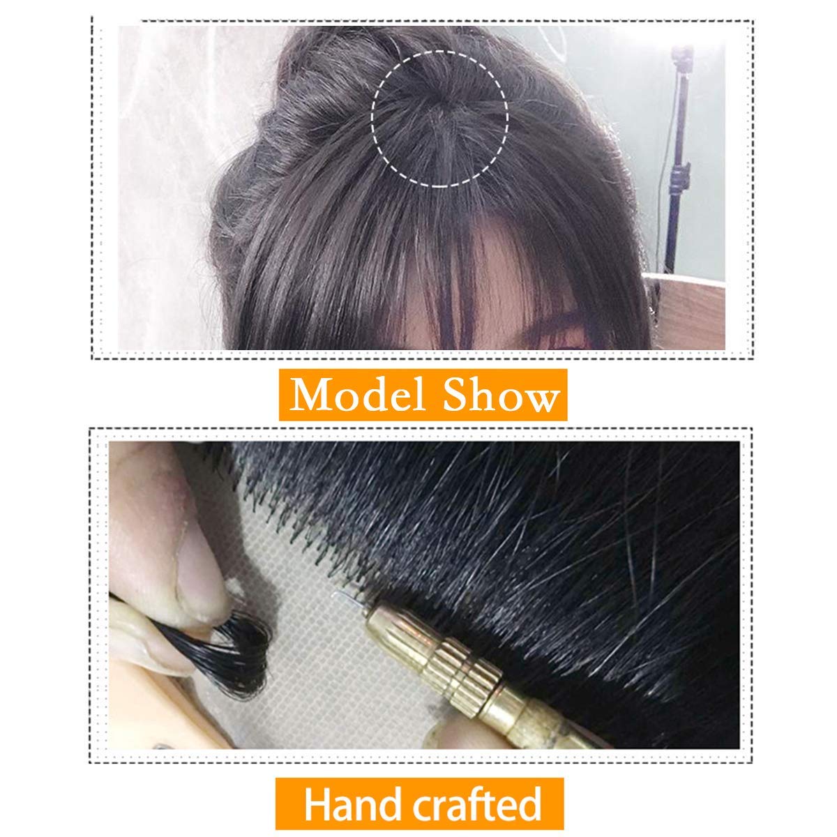 SHANGZI False Bangs Synthetic hair Bangs Hair Extension Fake Fringe Natural hair clip on bangs Light Brown HighTemperature wigs