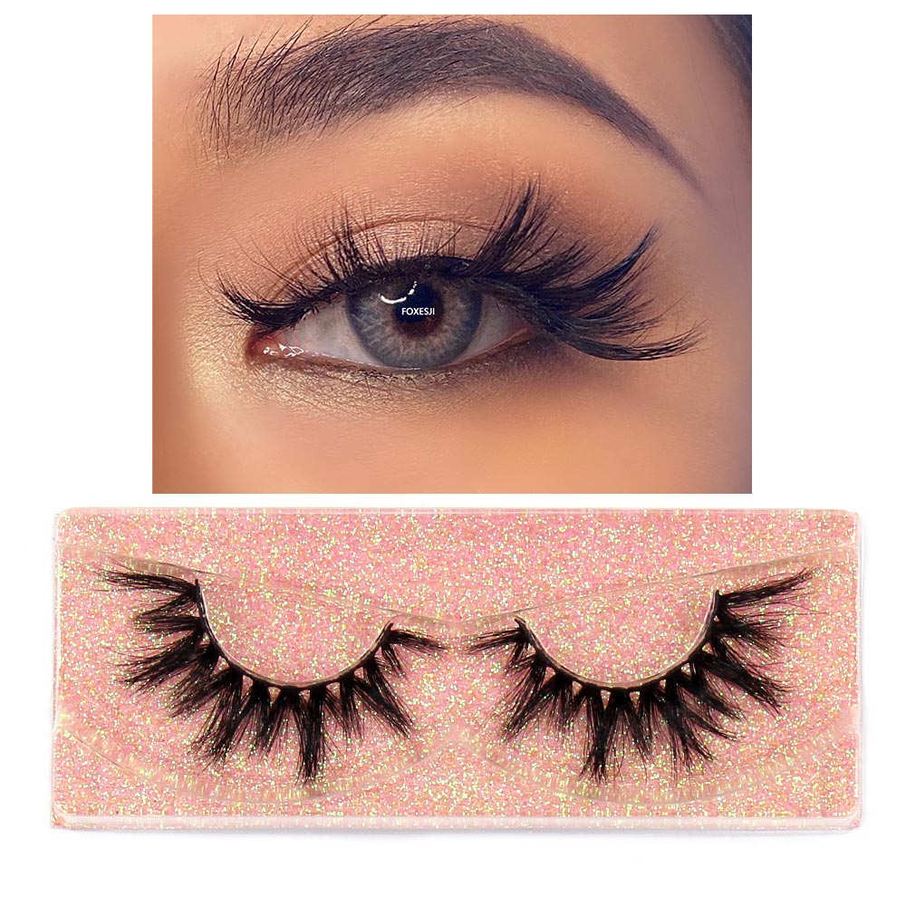 FOXESJI Makeup Eyelashes 3D Mink Lashes Fluffy Soft Wispy Natural Cross Eyelash Extension Reusable Lashes Mink False Eyelashes