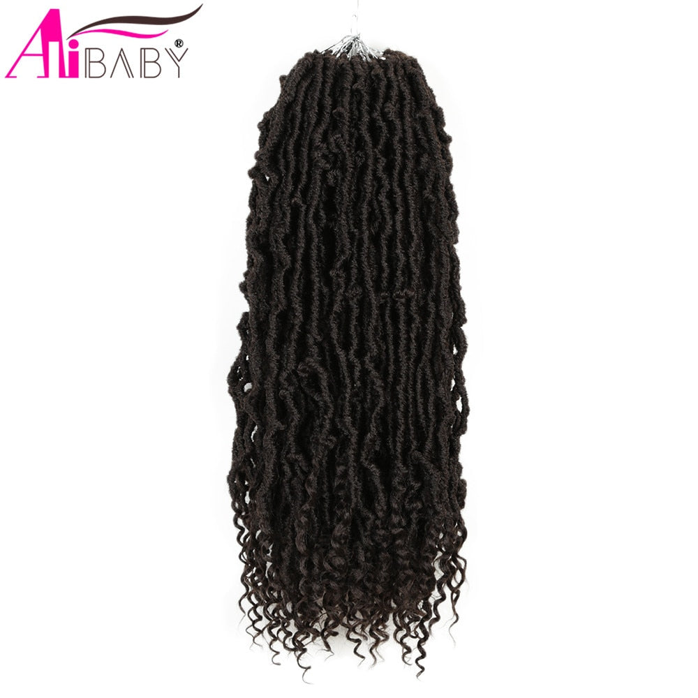 Alibaby Hair Goddess Nu Locs Crochet Hair Natural Curly Dreadlocks Hair Ombre Faux Locs Crochet Braids 20&quot; 21Strands/Pack