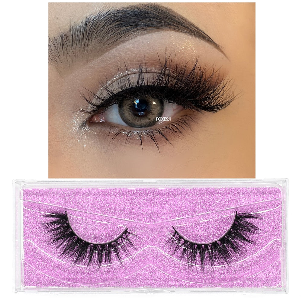 FOXESJI 3D Mink Lashes Makeup False Eyelashes Fluffy Thick Cross Cruelty free Natural Mink Eyelashes Eyelash Extension Lashes