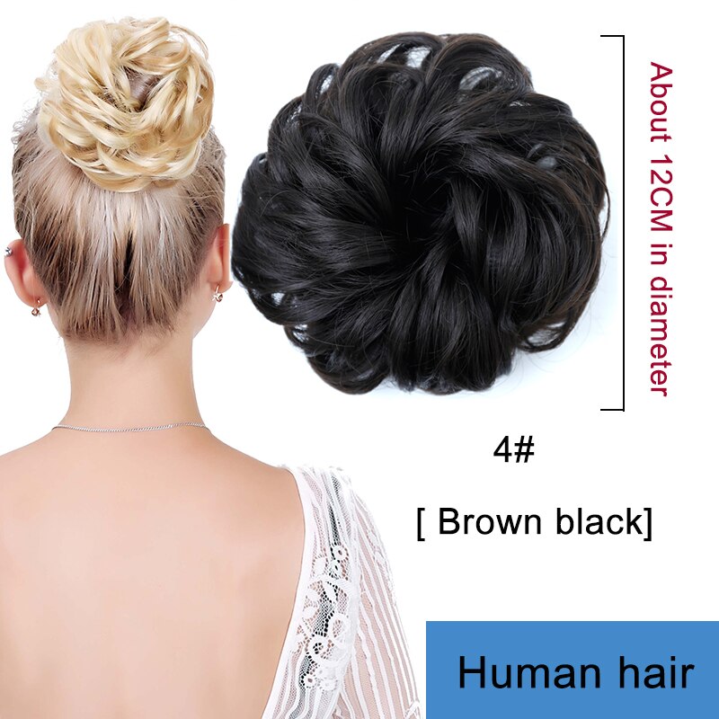 Bybrbana Brazil 100% Human Hair Non-remy Hair Soft Hair Bun Curly  Elastic Wavy Braid Headband Ponytail Women