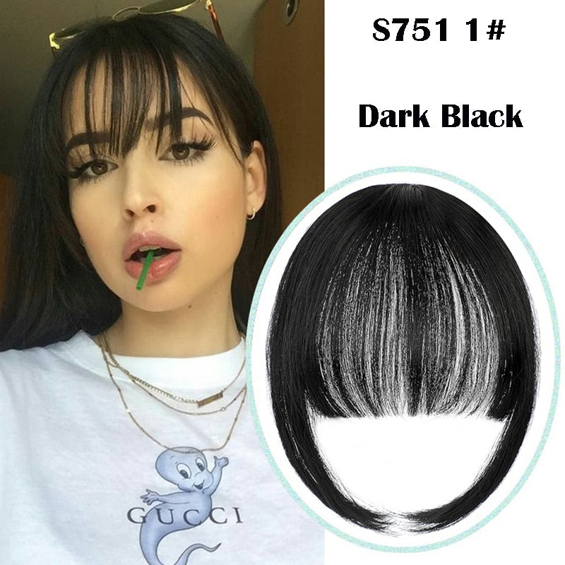 SHANGZI False Bangs Synthetic hair Bangs Hair Extension Fake Fringe Natural hair clip on bangs Light Brown HighTemperature wigs