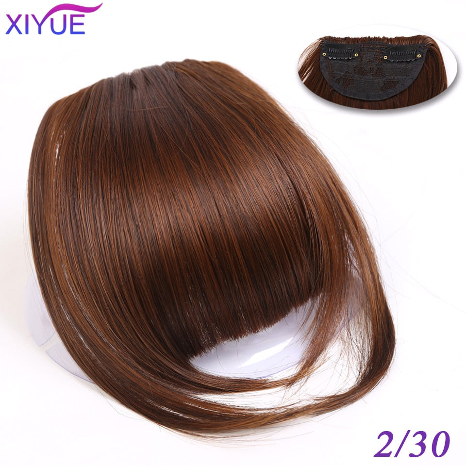 Black/Light Brown Clip In Hair Bangs Hairpiece Accessories Synthetic Fake Bangs Clip In Hair Extensions Clip In Hair Pieces