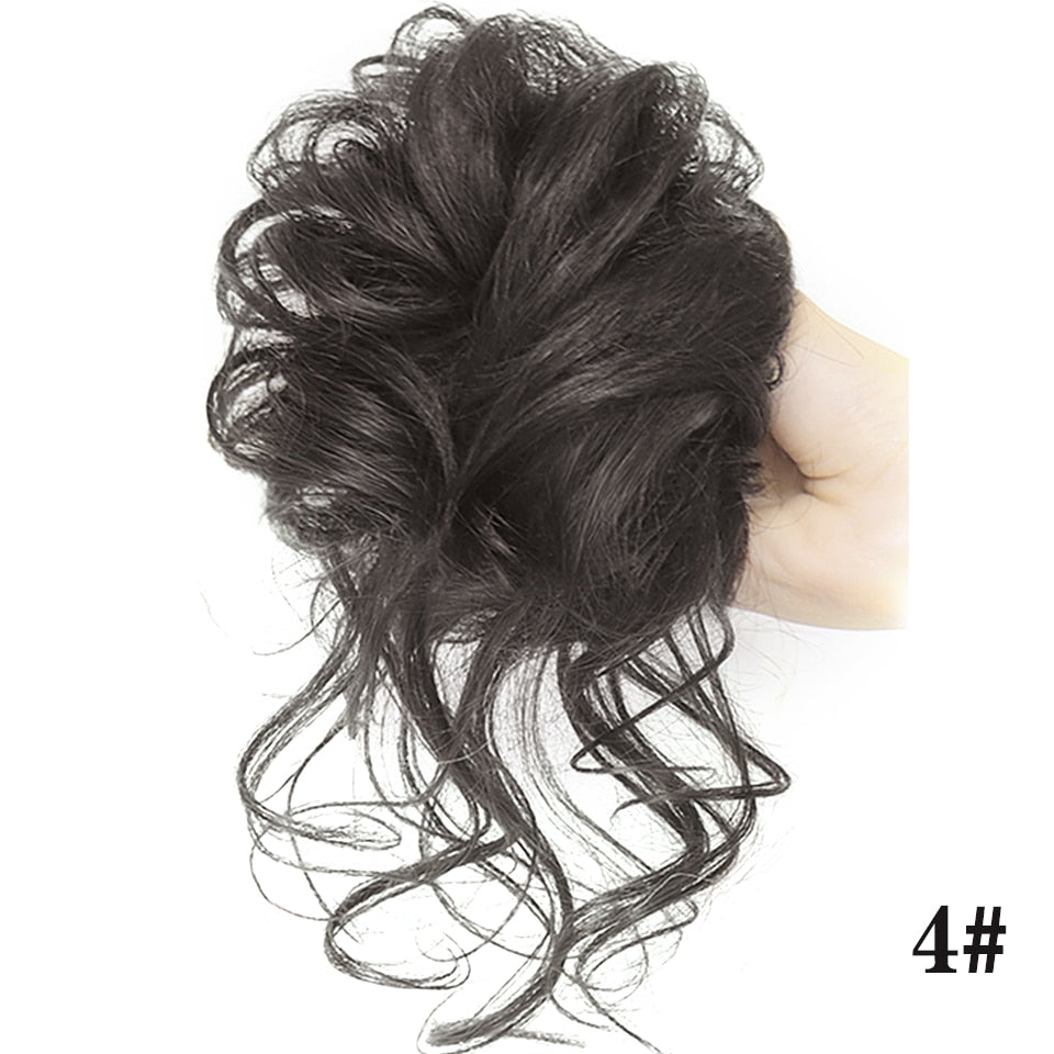 LUPU Synthetic Hair Bun Chignon Messy Curly Hair Band Elastic Scrunchy False Hair Pieces For Women Hairpins Black Brown