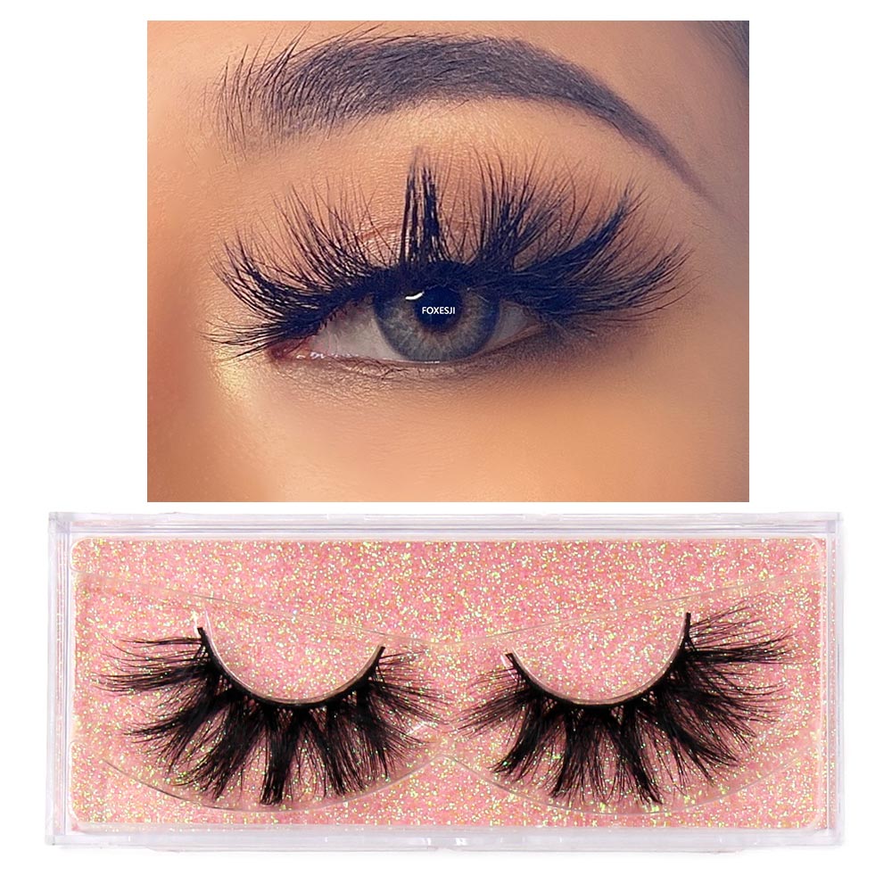 FOXESJI Makeup Eyelashes 3D Mink Lashes Fluffy Soft Wispy Natural Cross Eyelash Extension Reusable Lashes Mink False Eyelashes