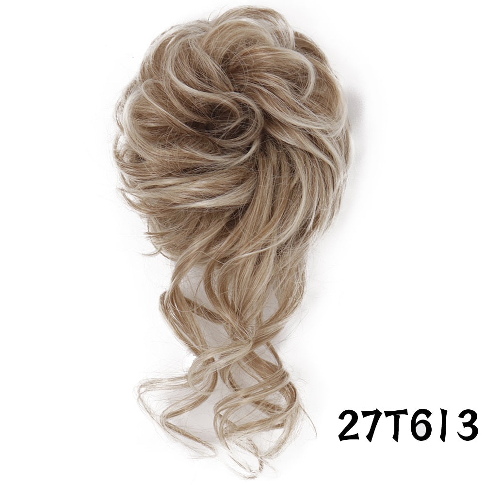 XINRAN Synthetic Curly Donut Chignon With Elastic Band Scrunchies Messy Hair Bun Updo Hairpieces Extensions for Women