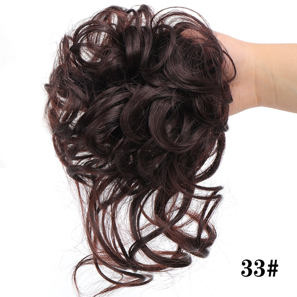 LUPU Synthetic Hair Bun Chignon Messy Curly Hair Band Elastic Scrunchy False Hair Pieces For Women Hairpins Black Brown