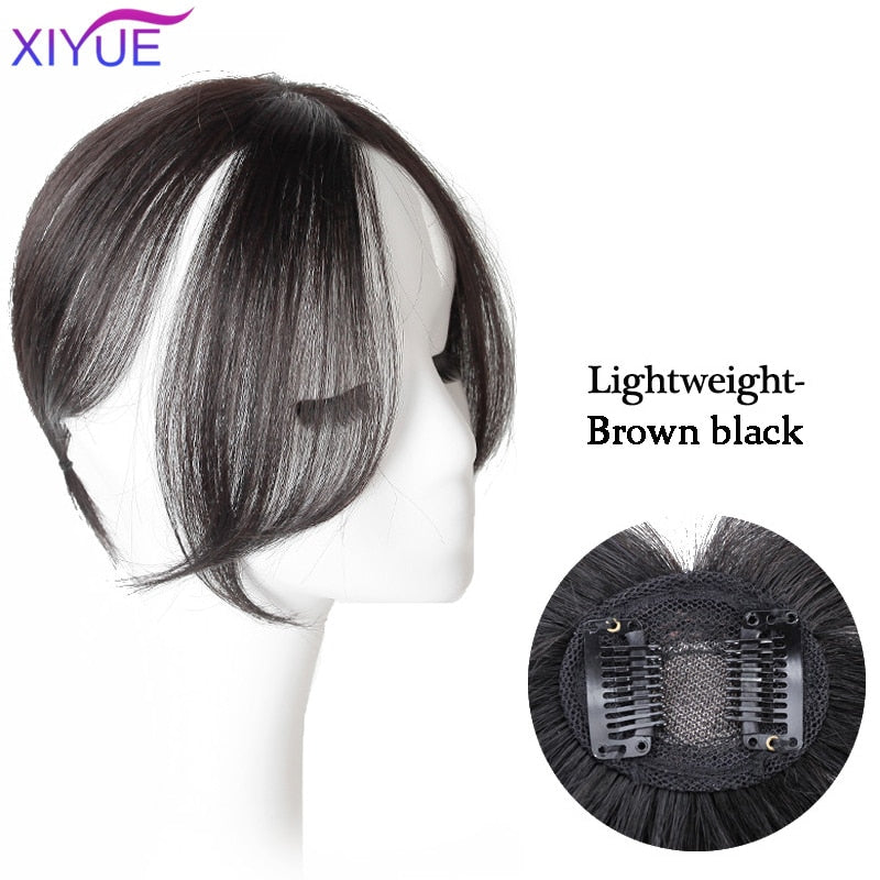 Black/Light Brown Clip In Hair Bangs Hairpiece Accessories Synthetic Fake Bangs Clip In Hair Extensions Clip In Hair Pieces