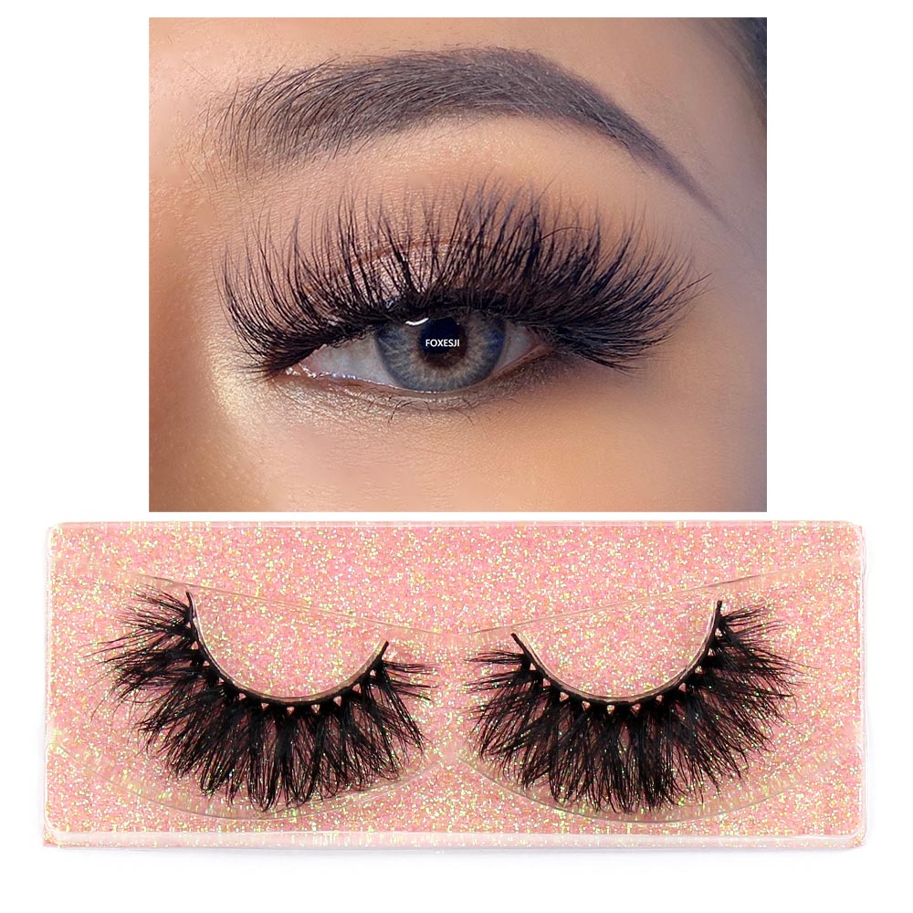 FOXESJI Makeup Eyelashes 3D Mink Lashes Fluffy Soft Wispy Natural Cross Eyelash Extension Reusable Lashes Mink False Eyelashes